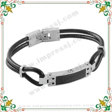 Urna de Cremación CMB5030 Caliente Joyería de Los Hombres Pulsera Pulsera De Cuero Genuino para Cenizas Monumento en Negro Joyería de Cremación