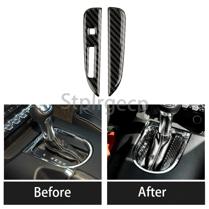 

100% Real Carbon Fiber Control Gear Shift Panel Decorative Cover Car Styling Sticker For Ford Mustang 2015 2016 2017 2018
