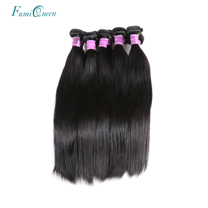 Али Фуми queen hair продукты бразильский Прямо Natural Цвет натуральная волос 10 шт./лот 100% человеческих волос Weave пучки бесплатная доставка