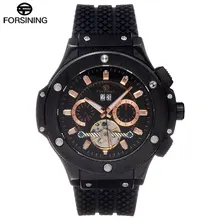 Мужская спорт механические часы мода Марка FORSINING tourbillon автоматическая каучуковый ремешок автоматический календарь часы relogios masculino