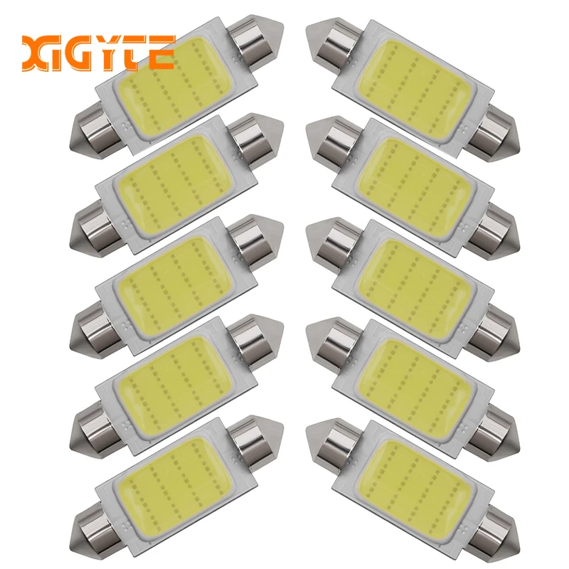 

10pc Festoon COB 31mm 36mm 39mm 42mm LED Bulb 12 Chips C5W DC12V White Color Car Dome Light Auto Interior Lamp 12v Car Styling