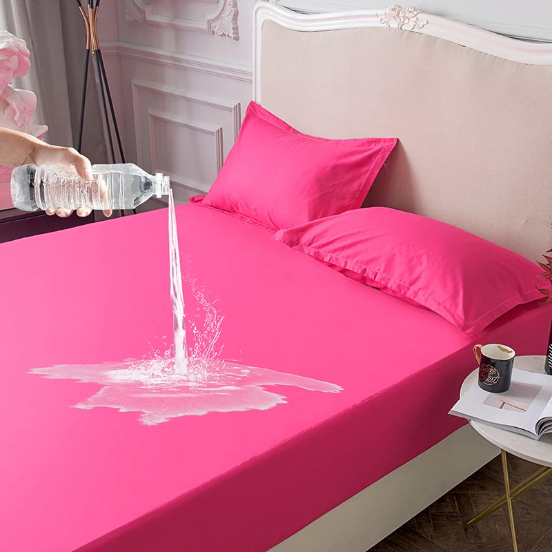 

Rose Red Solid Waterproof Fitted Sheet Set Elder Urine Pad Elder Child Nursing Mat Mattress Cover Protector Beddings Bedclothes