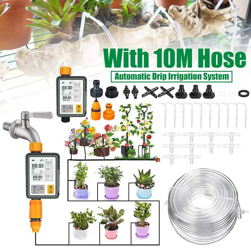 

37Pcs 10 Meters DIY Plant Self Watering Plant Self Automatic Watering Timer Micro Drip Irrigation System Garden Hose Kits