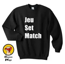 Jeu set match heather Quote Light heather grey Fun sentence Top Crewneck Sweatshirt Unisex More Colors heather grey drop shoulder crossover hoodie