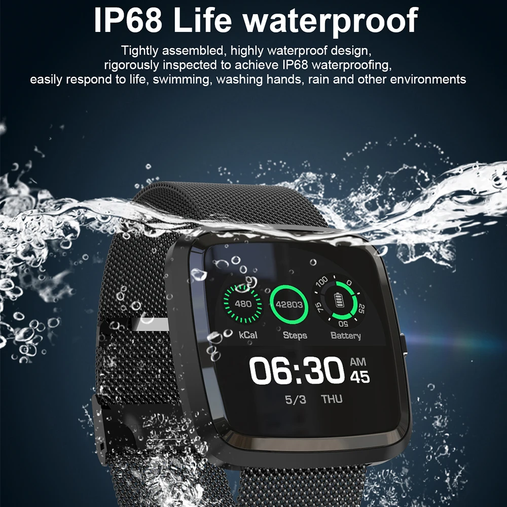 Timethinker T2 Smartwatch Для мужчин Спорт Смарт часы Reloj крови Давление монитор сердечного