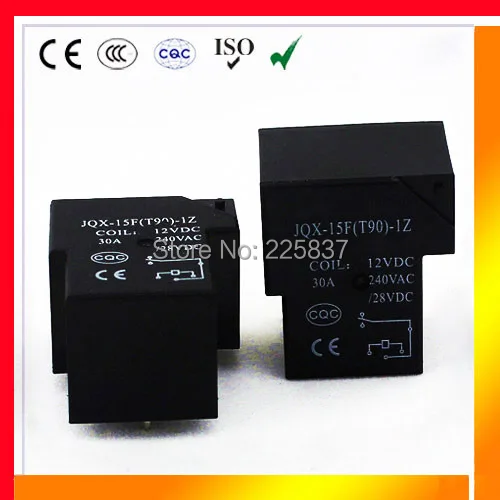 

Jqx-15f Бесплатная доставка (10 шт./лот) DC12V T90 реле PWR SPST 30A 12 В DC 4PIN 1 ч схема pcb-реле реле