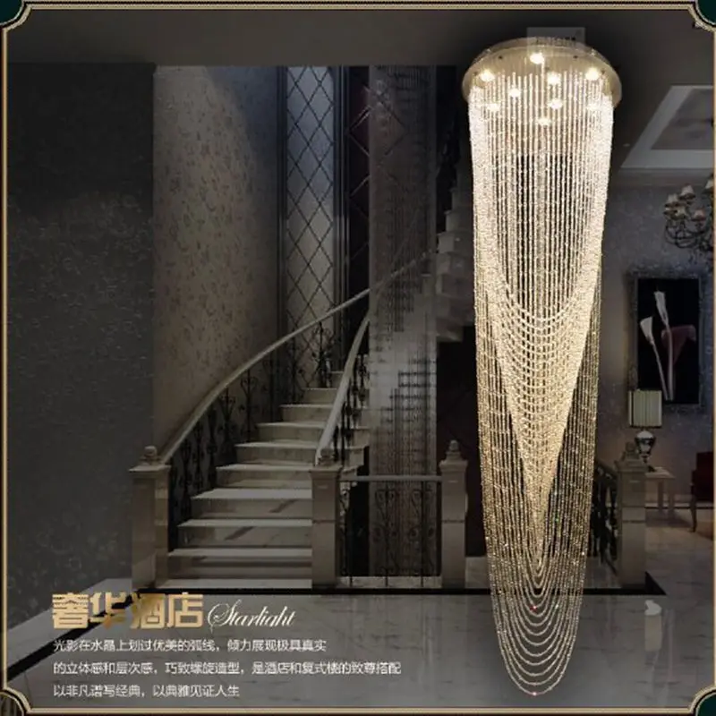 Современная хрустальная люстра Dia60 * H230cm подвесной светильник для лестницы | Люстры -32649747297
