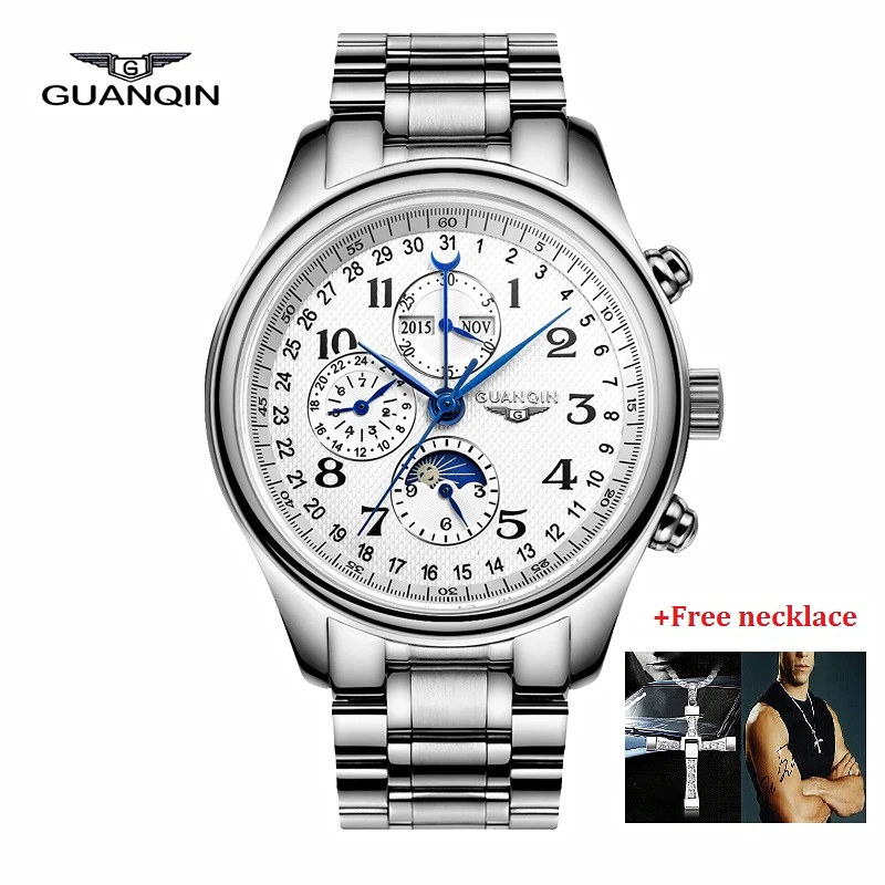 

Original Guanqin Watch Men Multi-function Dial Sport Mechanical Watch Waterproof Famous Brand Watches Sale Military Wristwatches