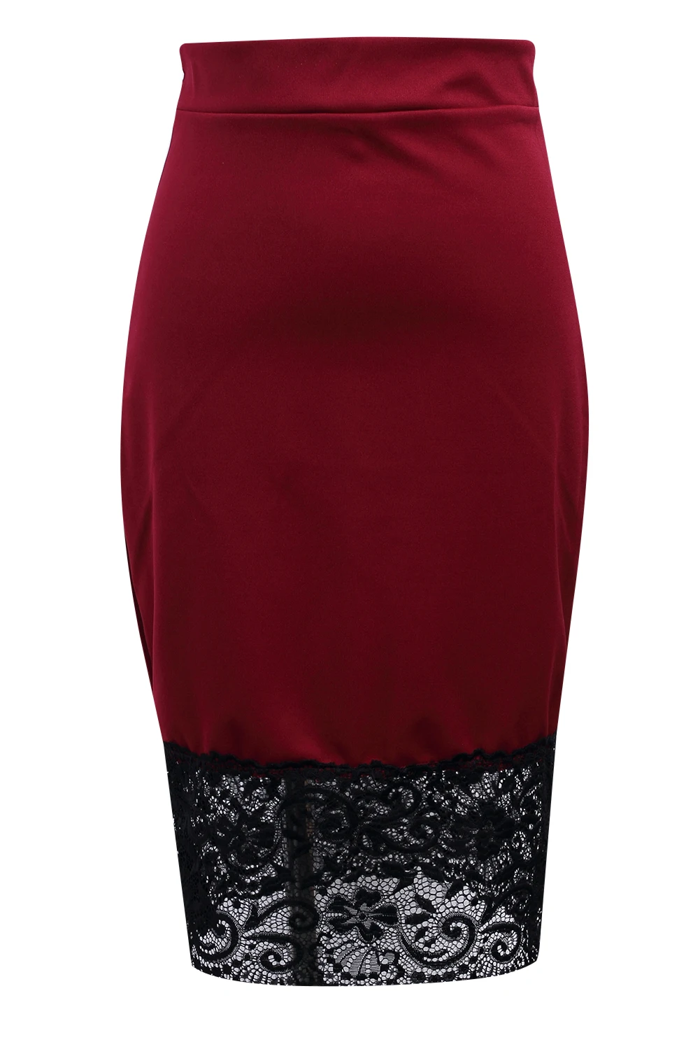 Сексуальная Женская Формальная стрейч высокая талия короткая кружевная мини-юбка-карандаш красная черная юбка - Цвет: Wine red