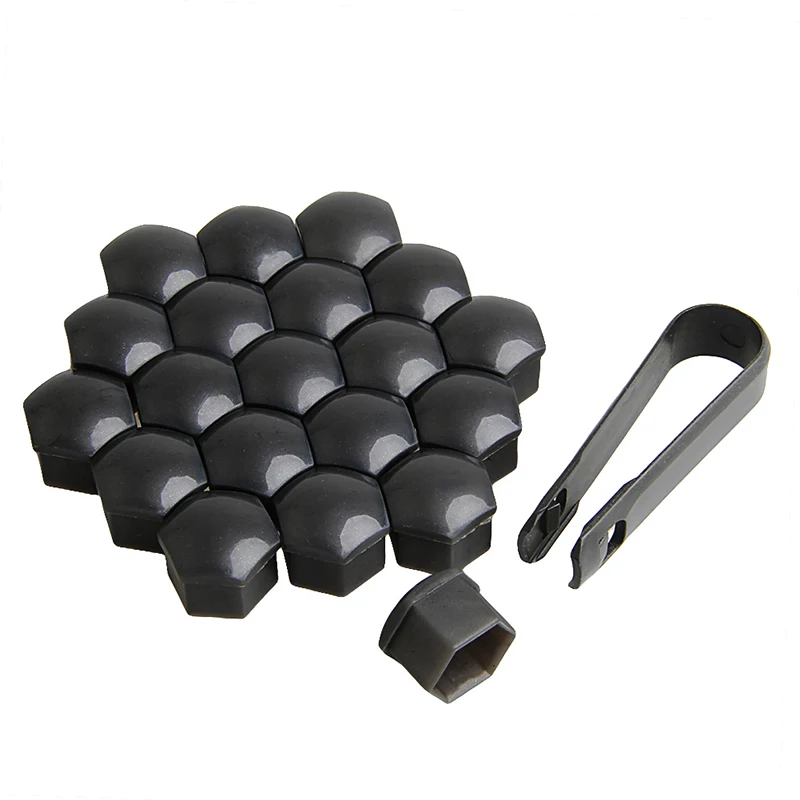 20 x 17mm Car Wheels Plastic Nuts with Screw Cap Removal Tools for VW AUDI #1