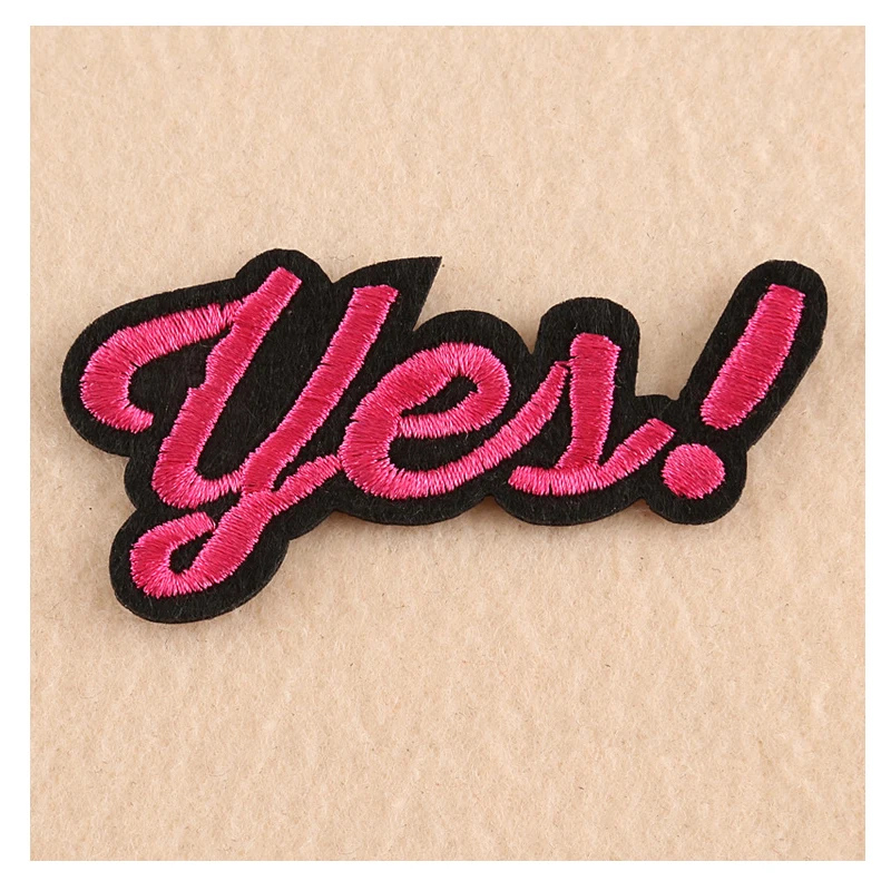 

1 PCs Letter YES Patches Iron On Embroidered Patch For Clothing Stick On Badge Paste For Clothes Sew On Bags