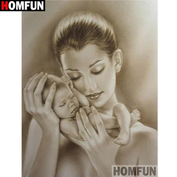 

HOMFUN Full Square/Round Drill 5D DIY Diamond Painting "Mother child" 3D Diamond Embroidery Cross Stitch Home Decor A20214