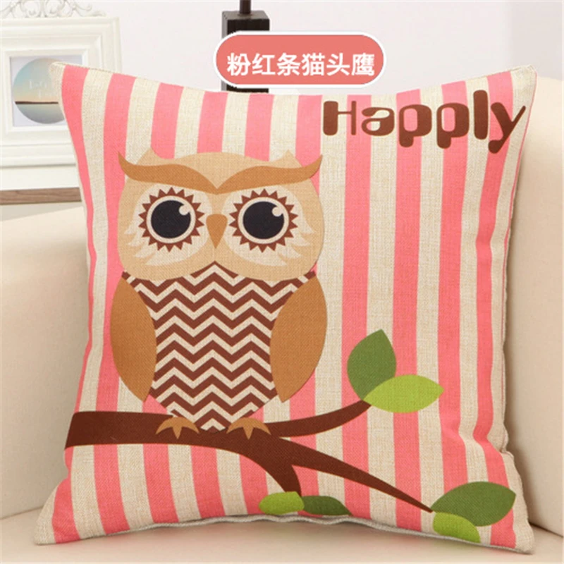 غطاء الوسادة مخطط البومة المنزلية المخدة الكتان النسيج المنزل كنبة مكتب ديكور رمي غطاء وسادة ب غطاء الوسادة مخطط البومة المنزلية المخدة الكتان النسيج المنزل كنبة مكتب ديكور رمي غطاء وسادة ب