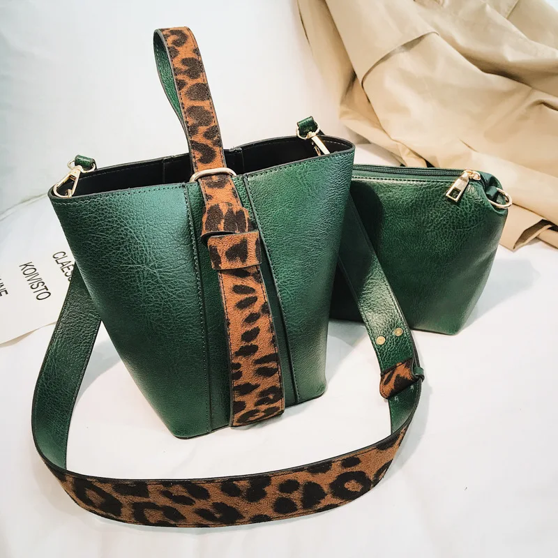 Женская мода Леопардовый принт пэтчворк PU сумки через плечо дамские большие вместительные сумки с заклепками сумки через плечо сумки-мессенджеры