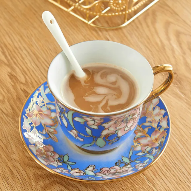 13Db Európai Stílusú Royal Bone Kerámia És Csészealács Háztartási Víz Csésze 6 Csészealj 1 Tartó - Image 5