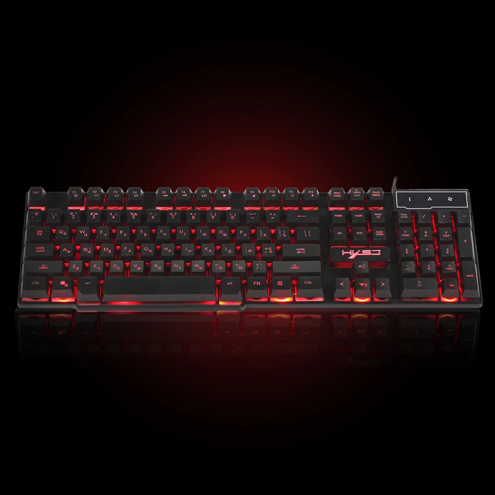 Русский Английский Gaming Keyboard USB проводной клавиатуры колпачки 3 светодио дный подсветкой Подсветка Клавиатура Teclado Gamer 19 Ключи