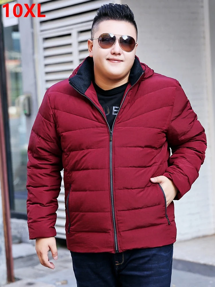 Big size Winter 7XL jacket red loose detachable cap Jacket Mens jacket