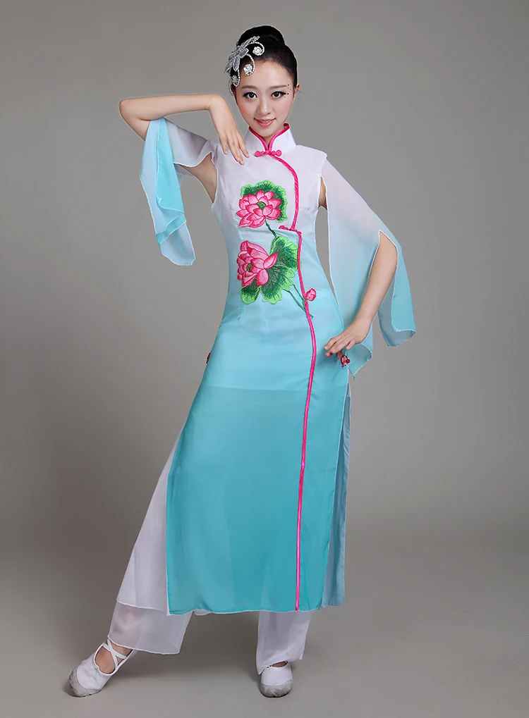 (0185) Women Chinese Folk dance costumes sequins Embroidery peony Hanfu yangko/umbrella/fan dance classical dance costume