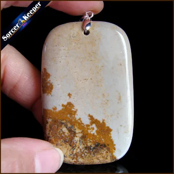

Men's Fashion Jewelry Natural Picture Gem Stone Pendant Fossils Healing Crystals Pendulo Collier With Bail & Chain HS674