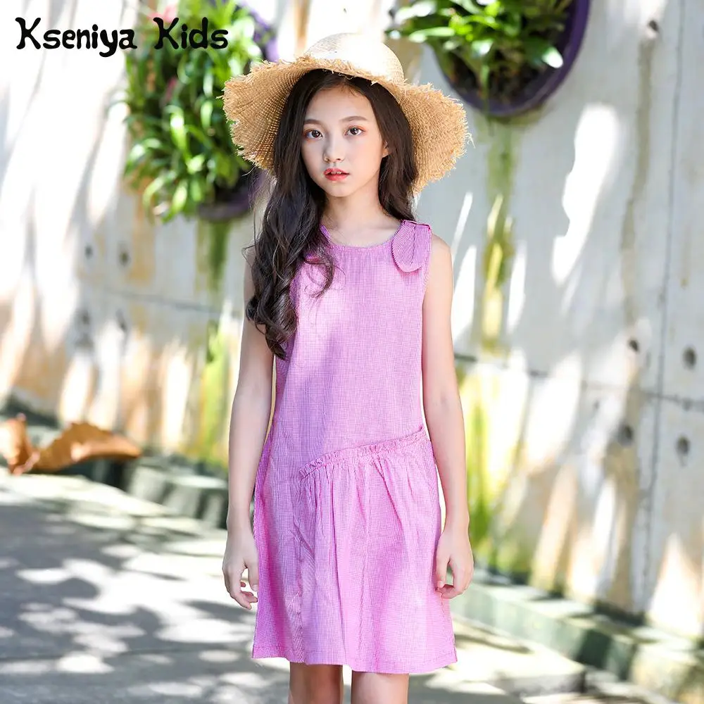 

Kseniya Kids 2019 Summer Girl Plaid Casual Princess Sleeveless Dress Kids Dresses For Girls For Party And Wedding Princess Dress