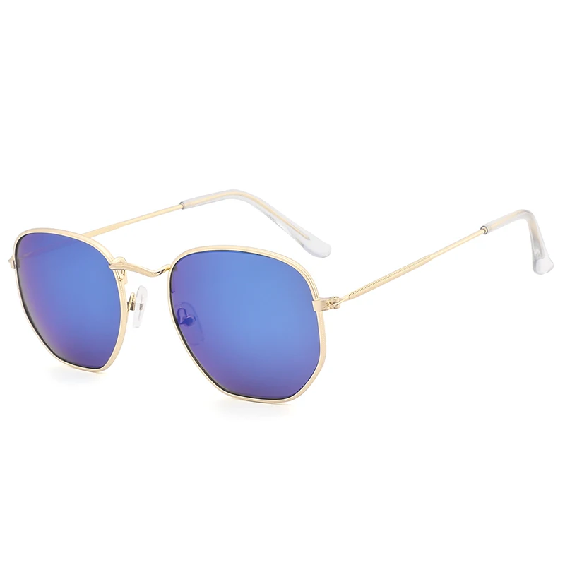 Hdcrafter; брендовые женское зеркало, солнцезащитные очки для мужчин, квадратные солнцезащитные очки UV400 для женщин, металлическая оправа, очки для рыбалки, унисекс - Цвет линз: golden blue