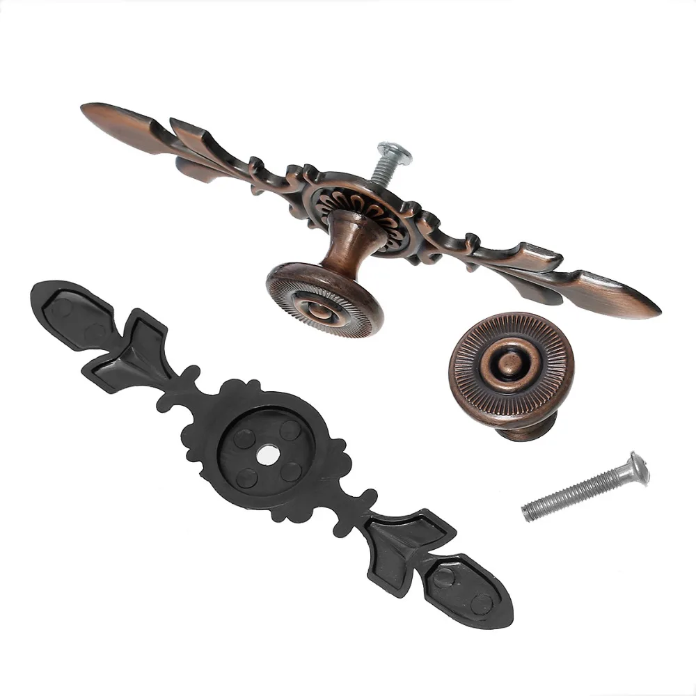 Zinc Based Alloy Drawer Handles Pulls Knobs Cabinet Furniture Hardware Fleur-De-Lis Antique Bronze 12.1x2.4cm 2.5x0.8cm, 1 Set