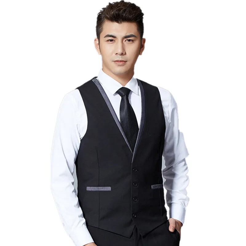 New Arrival Black Men Suit Vests Men's Fitted Leisure Waistcoat Casual
