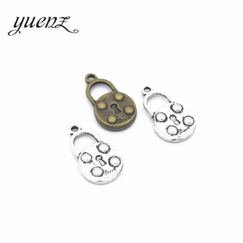 

YuenZ 10 pcs Antique silver Plated lock Charm Pendants for Jewelry Making DIY Accessories Jewelry Findings 21*12mm O107