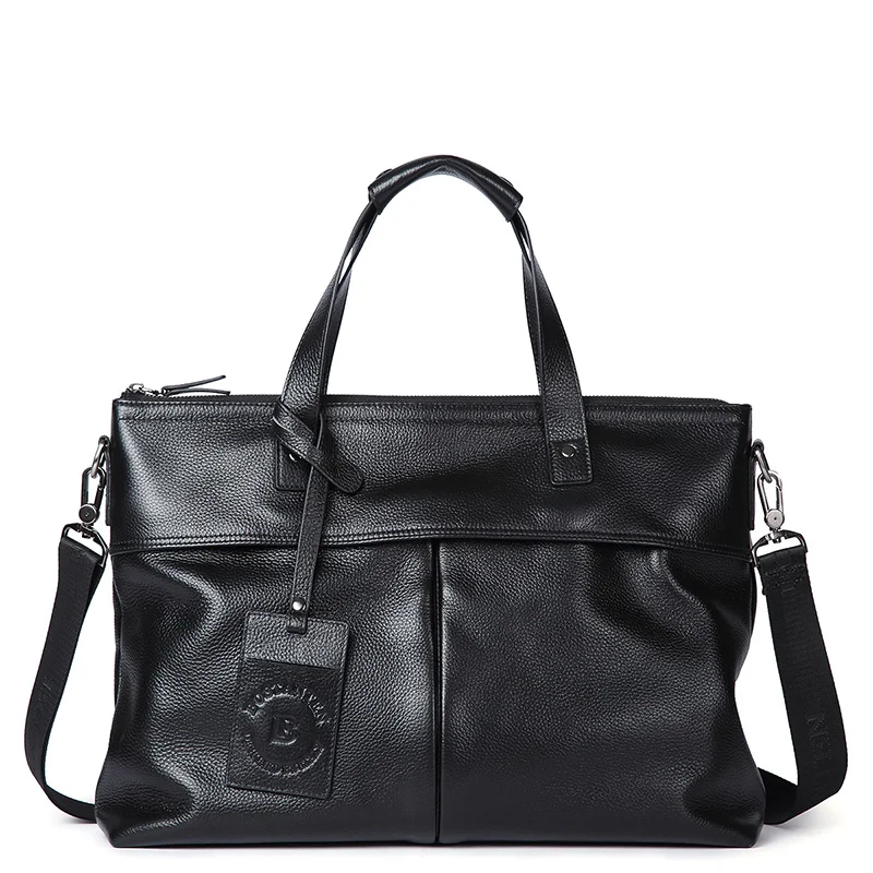 Bostanten Men's Bussiness Bag Cow Top Layer Cowhide Genuine Real Leather Casual  Briefcase Men's laptop Messenger Shoulder Bags