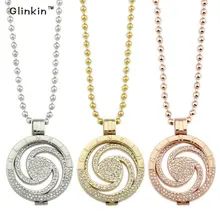 Glinkin Marco de Acero Inoxidable de la Joyería Collar Colgante con CZ de La Flor de La Moneda 35mm Titular de La Moneda, 80 cm Cadena de Campana