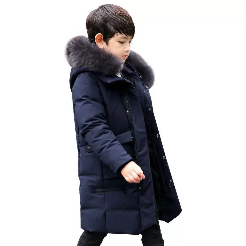 

Children Boys Parka Clothes 2018 Kids Girls Winter Jacket with Fur Collar Long Warm Hooded Cotton Coats Big Size 8 10 12 14 Year