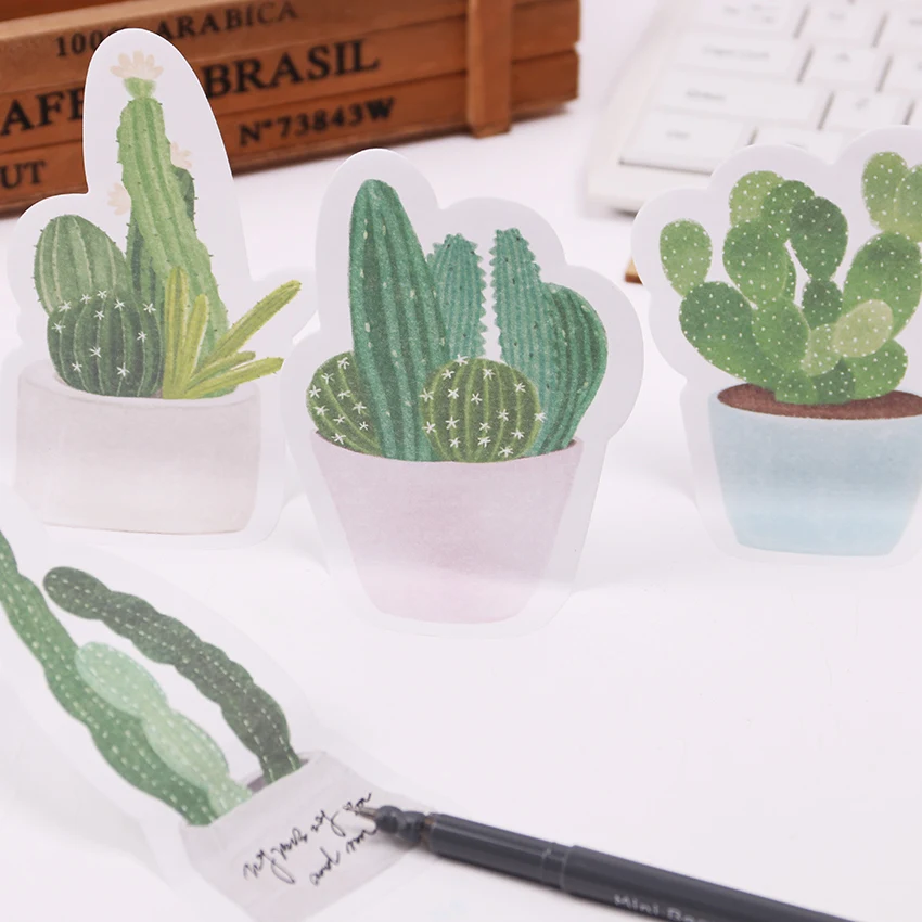 

1PC Fresh Cactus Love Memo Pad Kawaii Sticky Notes Notebook Stationery Papelaria Escolar School Supplies