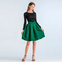 Женская плиссированная юбка с бантом для девочек в стиле Парижа, юбка с длиной до колена, летнее женское однотонное черное бальное платье с высокой талией, Saia