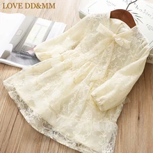 Красивые платья для девочек г. Новая детская одежда милое кружевное платье принцессы с длинными рукавами и бантом на воротнике для девочек