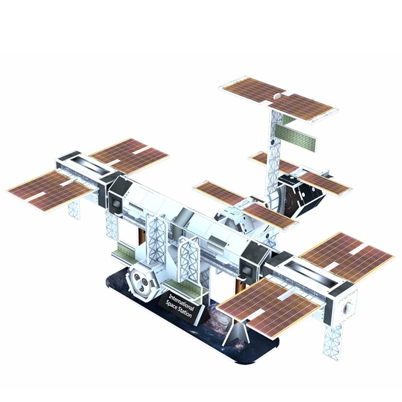

Classic 3D Jigsaw Puzzle International Space Station Aerospace Solar Construction Brick Toys Scale Models Sets Building Paper