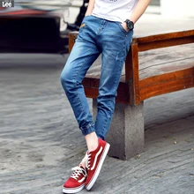 2016 Time limited Zipper Fly Mid Full Length New Men Clothing Denim Jeans Cashual Joker Pants