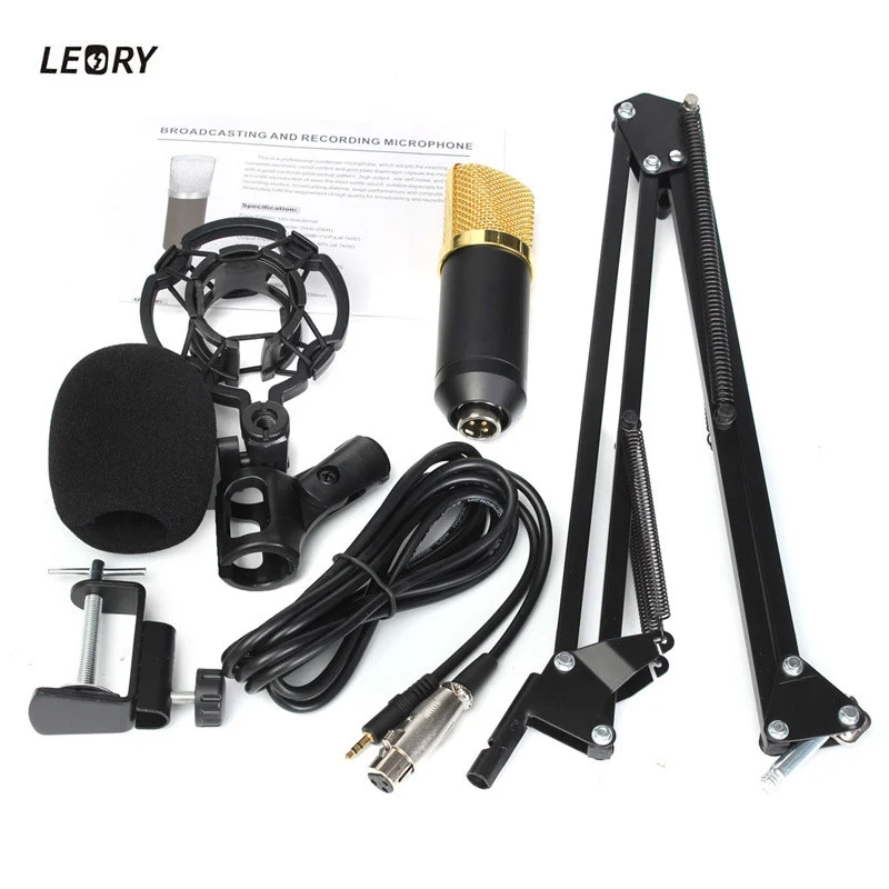 

LEORY Professional Microphone Stand Holder Suit BM700 Dynamic Microphone Mic + Suspension Boom Scissor Arm Stand Kit For Studio