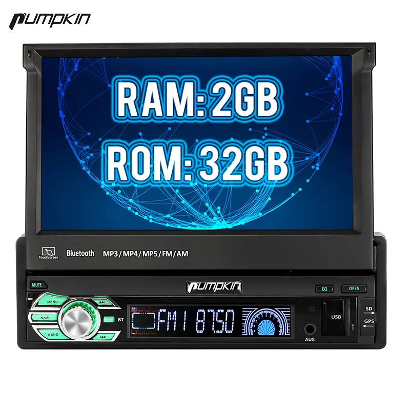 Pumpkin 1-Din 7インチ Android 6.0 DVD Player GPS Navigation