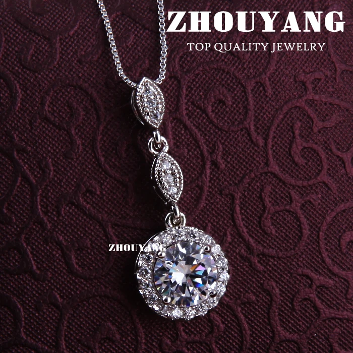 ZHOUYANG Top Quality ZYN429 CZ Silver Color Fashion Pendant Jewelry Made with Austria Crystal Elements Wholesale