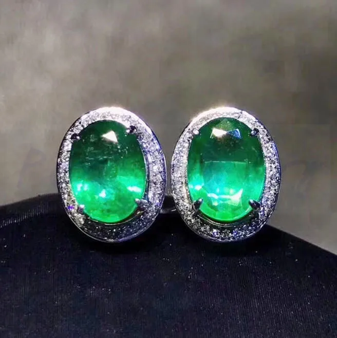 Emerald stud earring Free shipping Natural real emerald 925 sterling ...