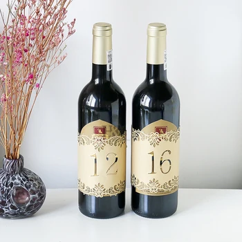 

H&D Number 1-30, Hollow Wedding Table Number Wraps With Flower Pattern Wine Bottle Cards Wedding Party Reception Decor Favors