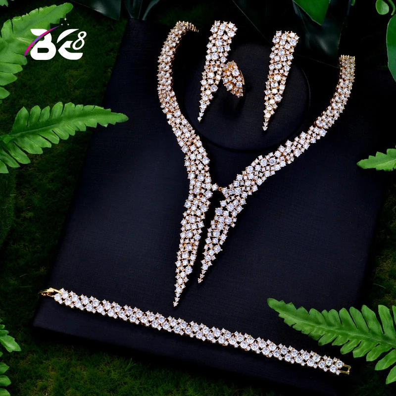 Be 8 Luxury Sparking Brilliant AAA Cubic Zircon Earrings Necklace Heavy
