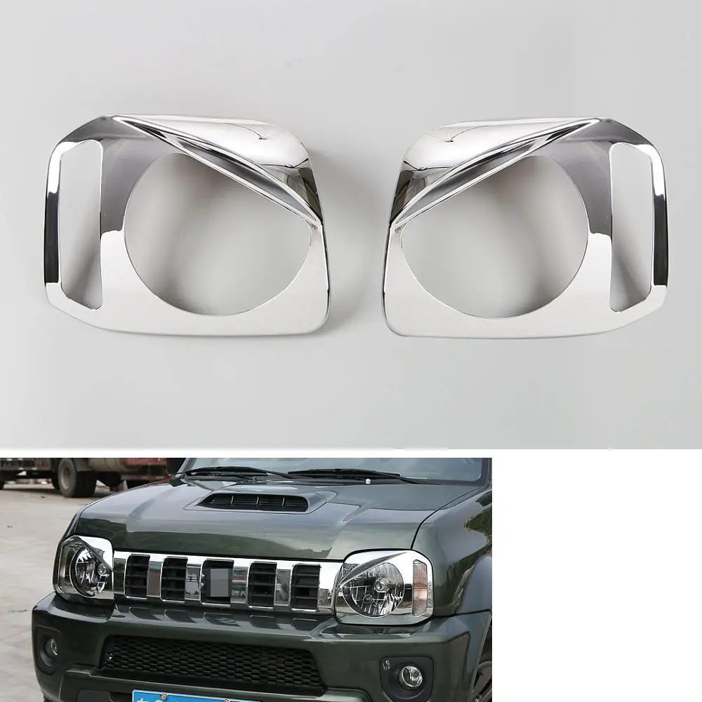 2Pcs Front Headlight Bezels Trim Cover Guard Headlamp Trim Decor Fit for Suzuki Jimny 2007?2017