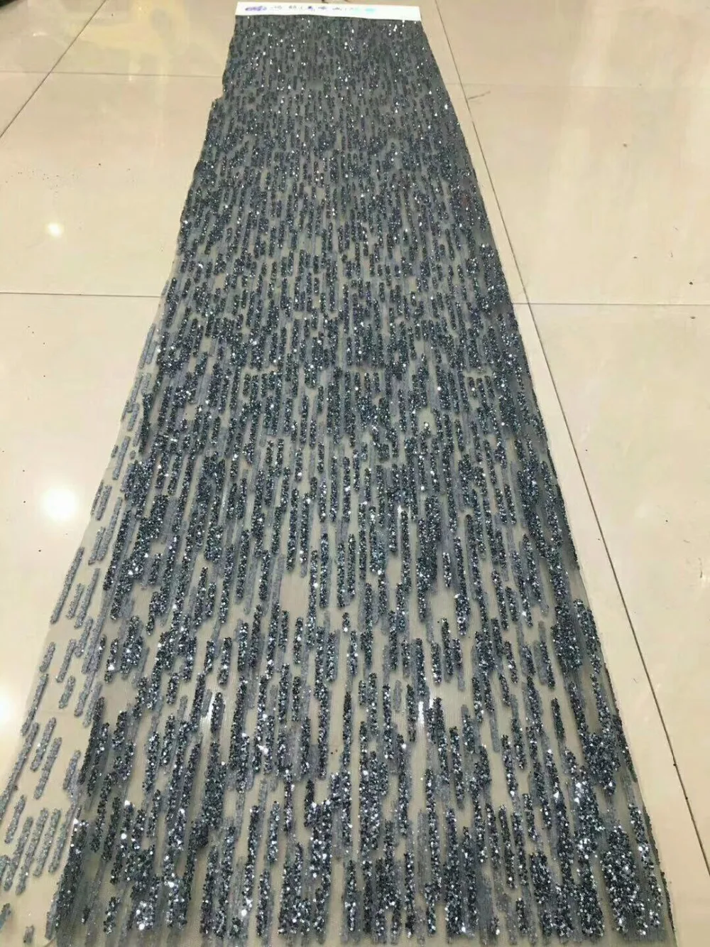 

5yards AA094 dark grey hand glued print glitter tulle mesh dress fabric for sawing /fashion design