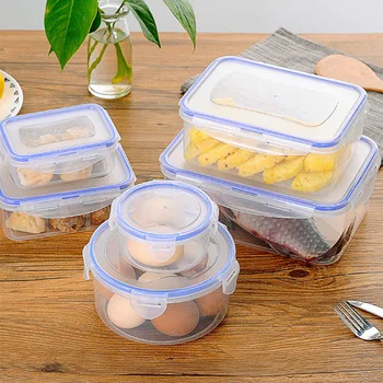 

3Pcs/Set Food Container meals Grade Plastic Fresh-Keeping Box Fridge Multi Capacity Save Space lunch bento box kitchen talheres