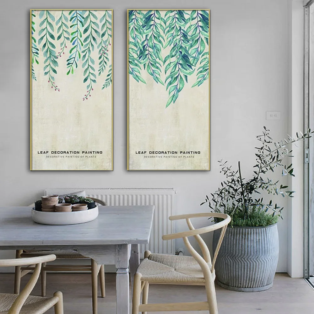 Nordic style Art Print Framed Canvas Painting Art Green Leaves Painting
