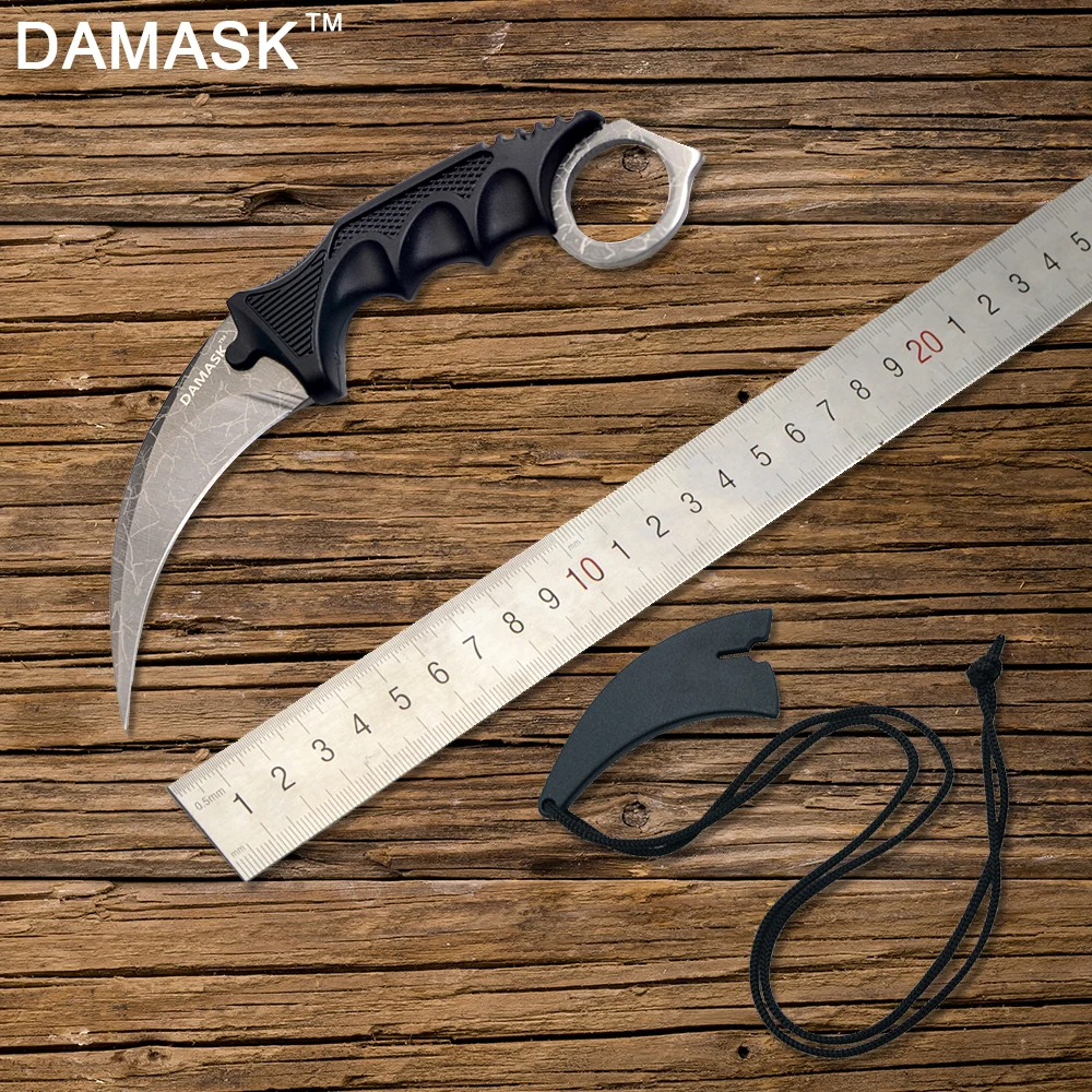 Damask CSGO Counter Strike Outdoor Karambit Camping Backpacking Hunting Fixed Blade Stainless Steel Knife Pocket Survival Tools Damask CSGO Counter Strike Outdoor Karambit Camping Backpacking Hunting Fixed Blade Stainless Steel Knife Pocket Survival Tools