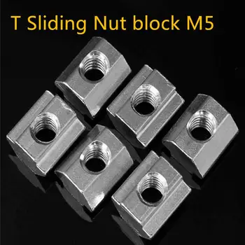

Hot Sale 100pcs/lot T Sliding Nut block M5 for 2020 Aluminum Profile slot 6 Zinc Coated Plate Aluminum Accessories