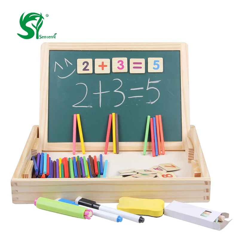 

Montessori interests of wooden toys for children multi-function box learning present blocks Painting chalkboard kids toy oyuncak
