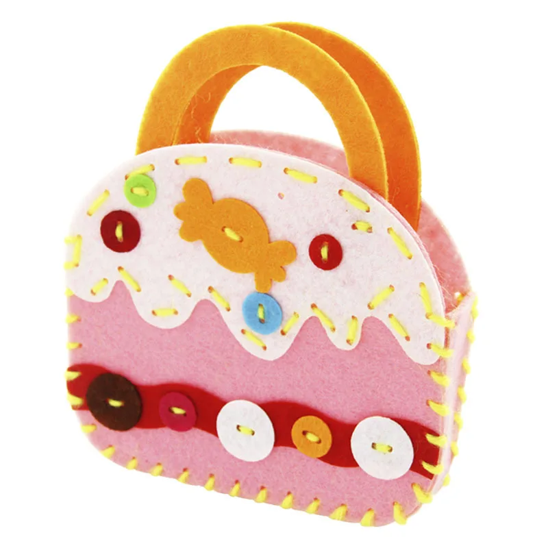 Non-Woven Fabric DIY Sewing Handbag Children Craft Toy Cartoon Animal Flower Handmade Sewing Bag Educational Toys Kids Gift 6Pcs educational toys,sewing bags kit